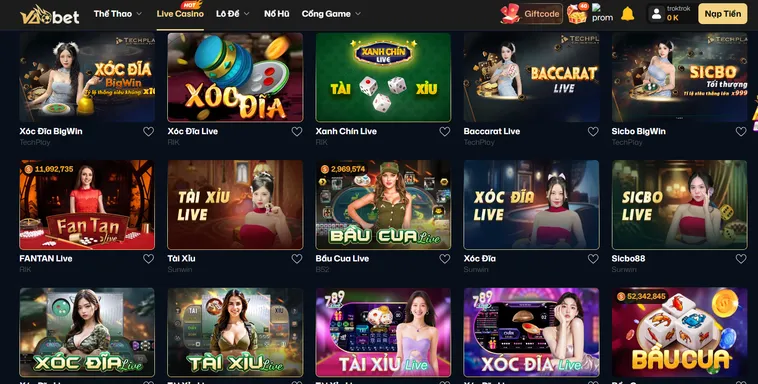 Live Casino VaoBet Vũ Đài Sòng Bạc Hoàng Gia Chinh Phục Các Canh Bạc Tiền Tỷ